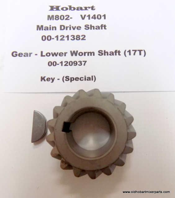 00-121382 Gear - Lower Worm Shaft (17T)With Key  New